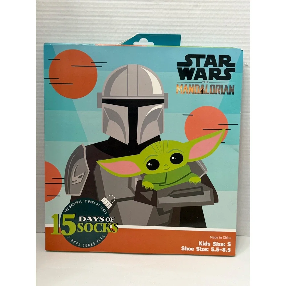 Star‎ Wars The Mandalorian 15 Days of Socks Kids Size S Shoe 5.5-8.5 Grogu NEW
